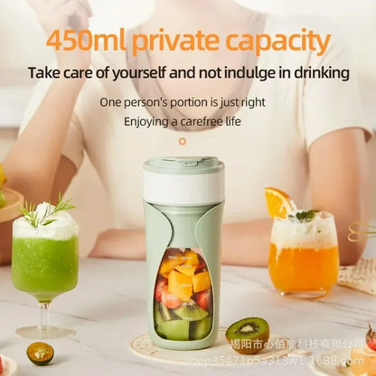 2026 New Portable Blender Juicer Cup | USB Rechargeable Wireless Mixer | 6 Blades Crushed Ice Smoothie Maker for Home Office