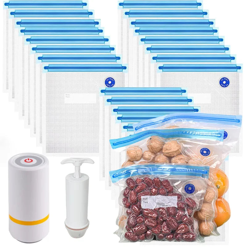 Reusable Vacuum Sealed Bags — Microwave & Freezer Safe Food Storage