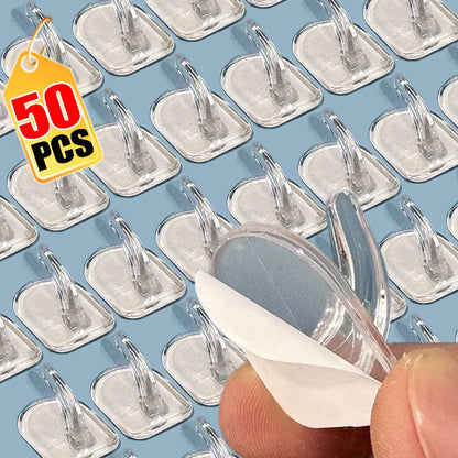 Mini Clear Self-Adhesive Wall Hooks — Transparent Sticky Hangers