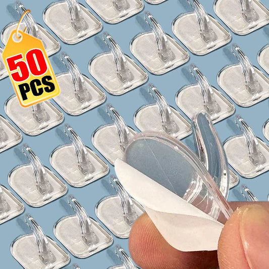 Mini Clear Self-Adhesive Wall Hooks — Transparent Sticky Hangers