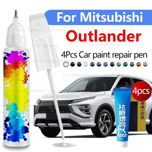 Car Paint Repair Pen For 2001-2025 Mitsubishi Outlander Paint Scratch Repair Accessories 4PCS Black P62 White W13 Blue D14 Gray