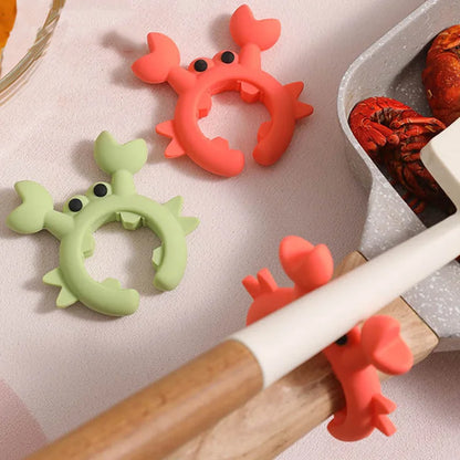Silicone Spatula Rack Crab Shaped Spoon Rest Clip Utensil Holder Multifunctional Anti Overflow  Pot Side Clip Kitchen Gadge