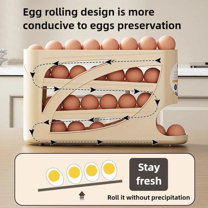 NASAN 4 Layers Automatic Rolling Egg Holder Rack Fridge Egg Storage Box Container Kitchen Egg Dispenser Fridge Organizer Racks