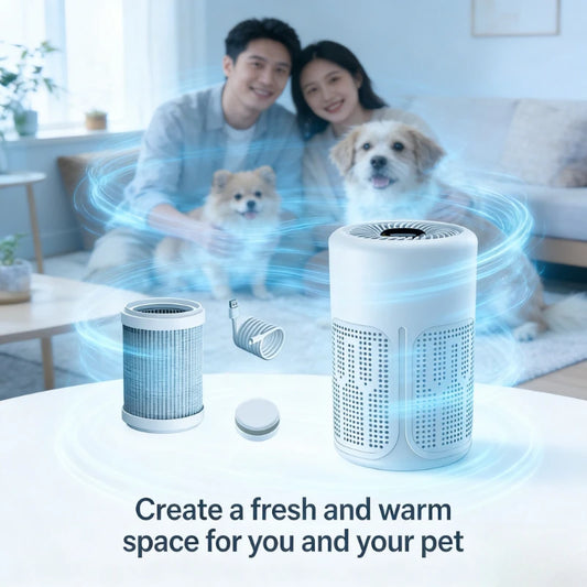 Portable Pet Air Purifier with HEPA Filter Negative Ion Odor Eliminator for Home Removes Pet Smell Smoke Dust & Allergens