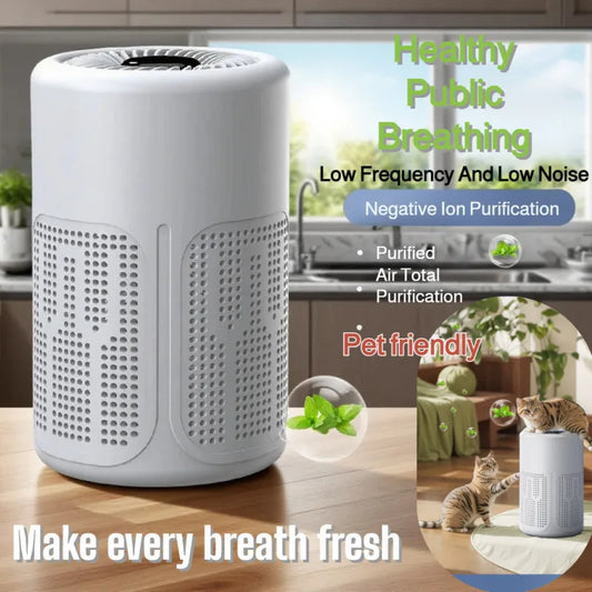 Portable Pet Air Purifier with HEPA Filter Negative Ion Odor Eliminator for Home Removes Pet Smell Smoke Dust & Allergens