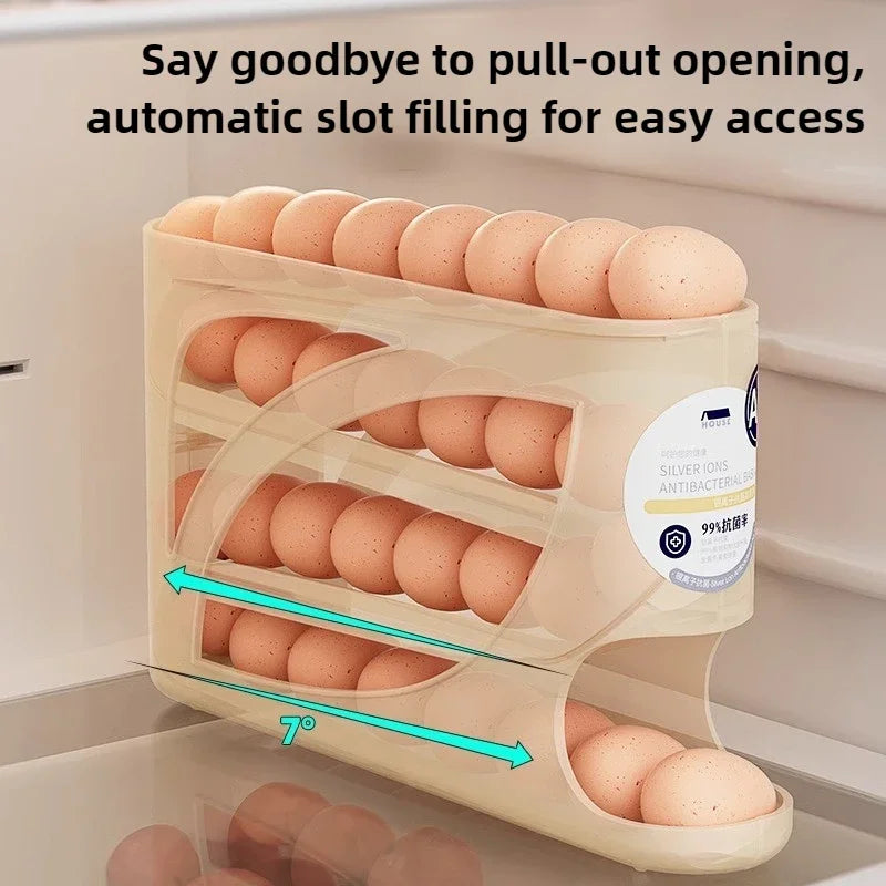 NASAN 4 Layers Automatic Rolling Egg Holder Rack Fridge Egg Storage Box Container Kitchen Egg Dispenser Fridge Organizer Racks