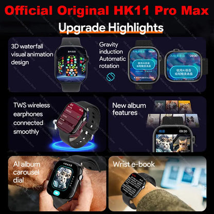Original HK11 PRO MAX Smart Watch Series 11 46mm AMOLED 4G ROM Bluetooth Call Network AI Robot Clock NFC Compass Smartwatch 2026