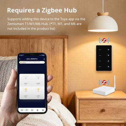 Zemismart Zigbee Smart DIY Name Switch Black Panel Touch Light Switches US Type Neutral Required Works with Tuya Smart Life App