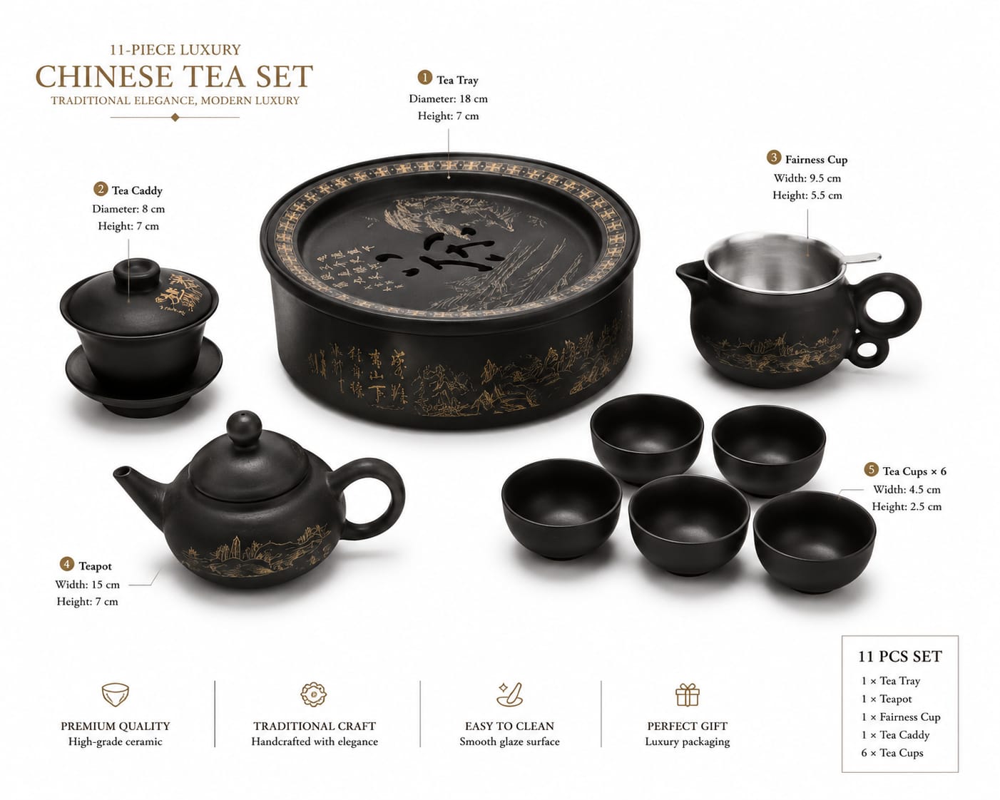 Chinese Kung Fu Tea Set — Vintage Style
