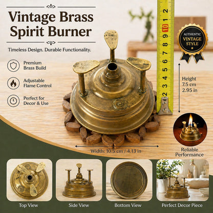 Vintage brass spirit burner home decor item resembling weber spirit 2 burner with adjustable flame control
